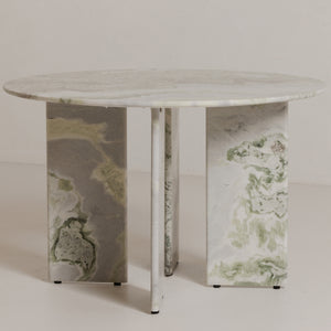 Celia Round Dining Table in Green Onyx Marble