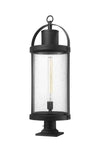 Roundhouse 1 Light Outdoor Pier Mounted Fixture in Black Finish