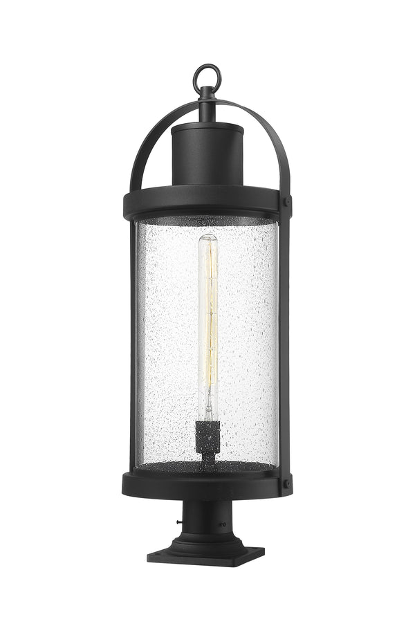 Roundhouse 1 Light Outdoor Pier Mounted Fixture in Black Finish