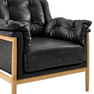 Larry Faux Leather Tufted Accent Arm Chair, Casa Black
