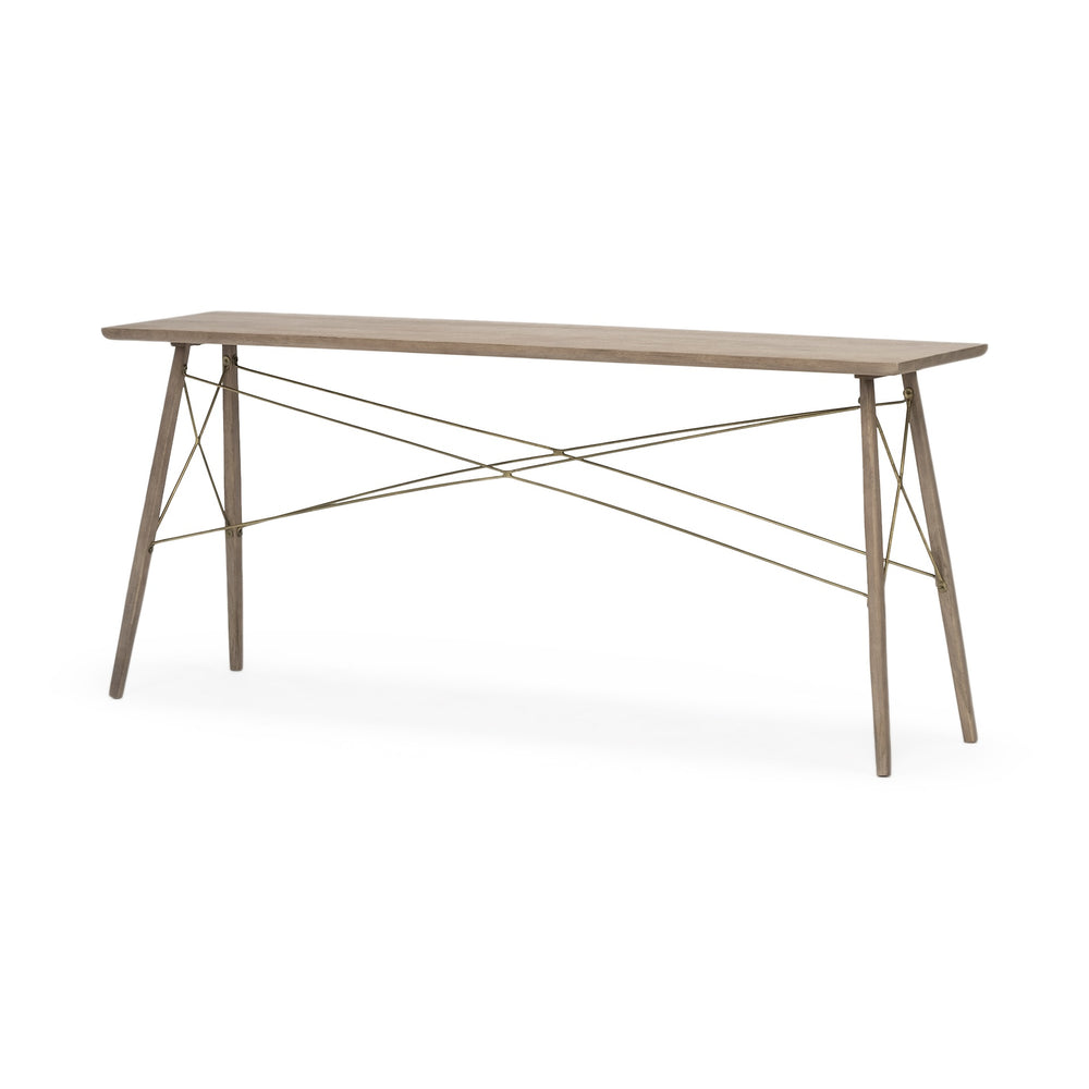 Kirby I 66L x 16W Brown Wooden Cross Braced Console Table