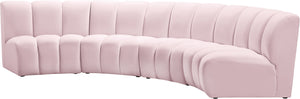 Lynda 4pc. Modular Sectional In Pink Velvet