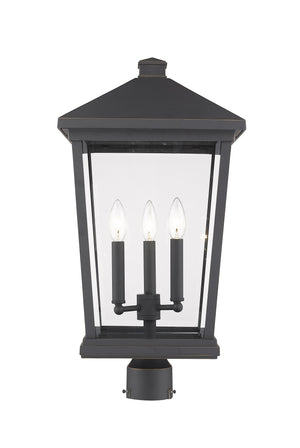Beacon 3 Light Outdoor Post Mount Fixture in Oil Rubbed Bronze Finish