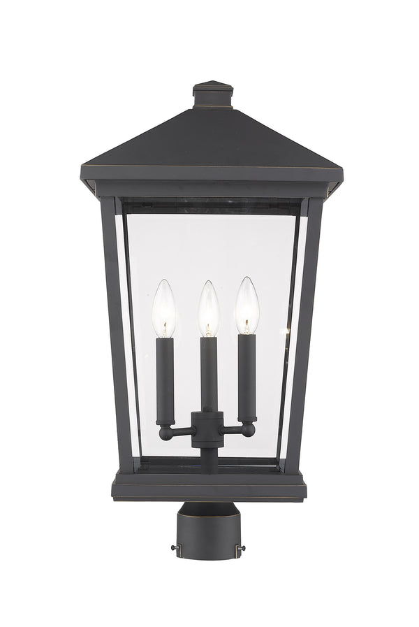Beacon 3 Light Outdoor Post Mount Fixture in Oil Rubbed Bronze Finish