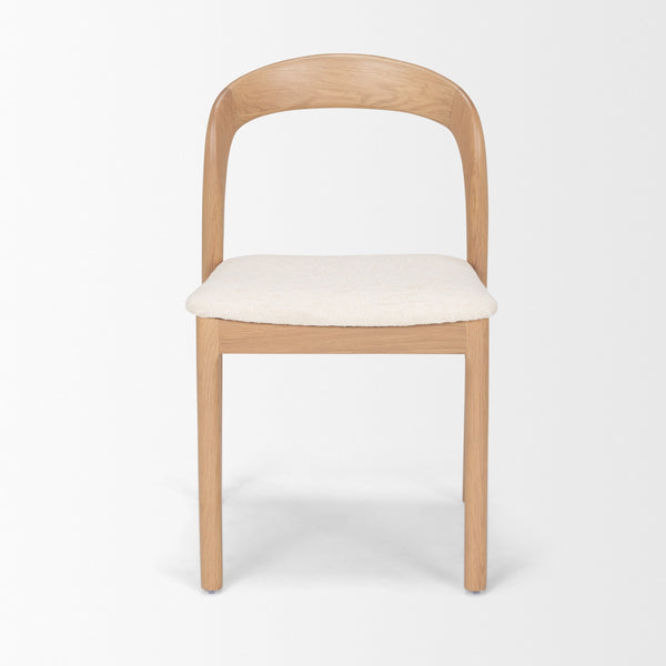 Nobu Oak Wood w/ Cream Fabric Open Back Dining Chair