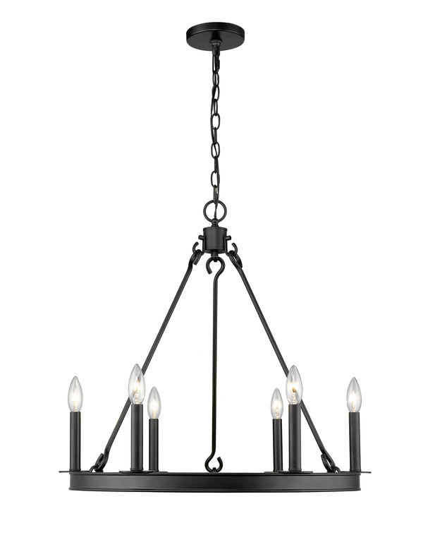 Barclay 6 Light Chandelier in Matte Black Finish
