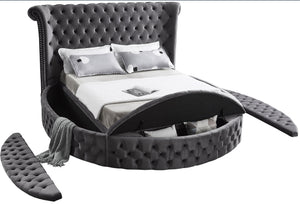 Lorena King Bed In Grey Velvet