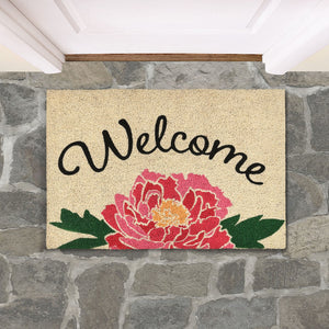 Peony Welcome Doormat 24x36 - Coconut Husk