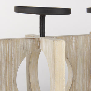 Cambie 29.0L x 6.0W x 9.0H Natural Wood W/Black Metal Candle Holders