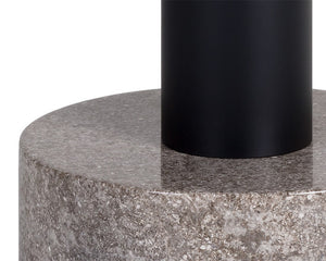 Monaco End Table - Black - Light Grey Marble / Raw Umber