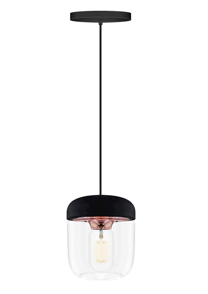 Acorn Black and Copper Hardwired Pendant with LED Bulb
