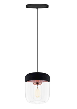 Acorn Black and Copper Hardwired Pendant with LED Bulb