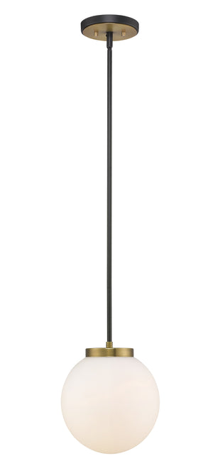 Parsons 1 Light Pendant in Matte Black + Olde Brass Finish