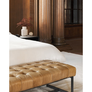 Moe's Wyatt Leather Bench Tan with Iron Frame