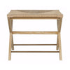 RUSH SEAT X SIDE STOOL WITH ANTIQUE BRASS STRETCHER IN CERUSED OAK