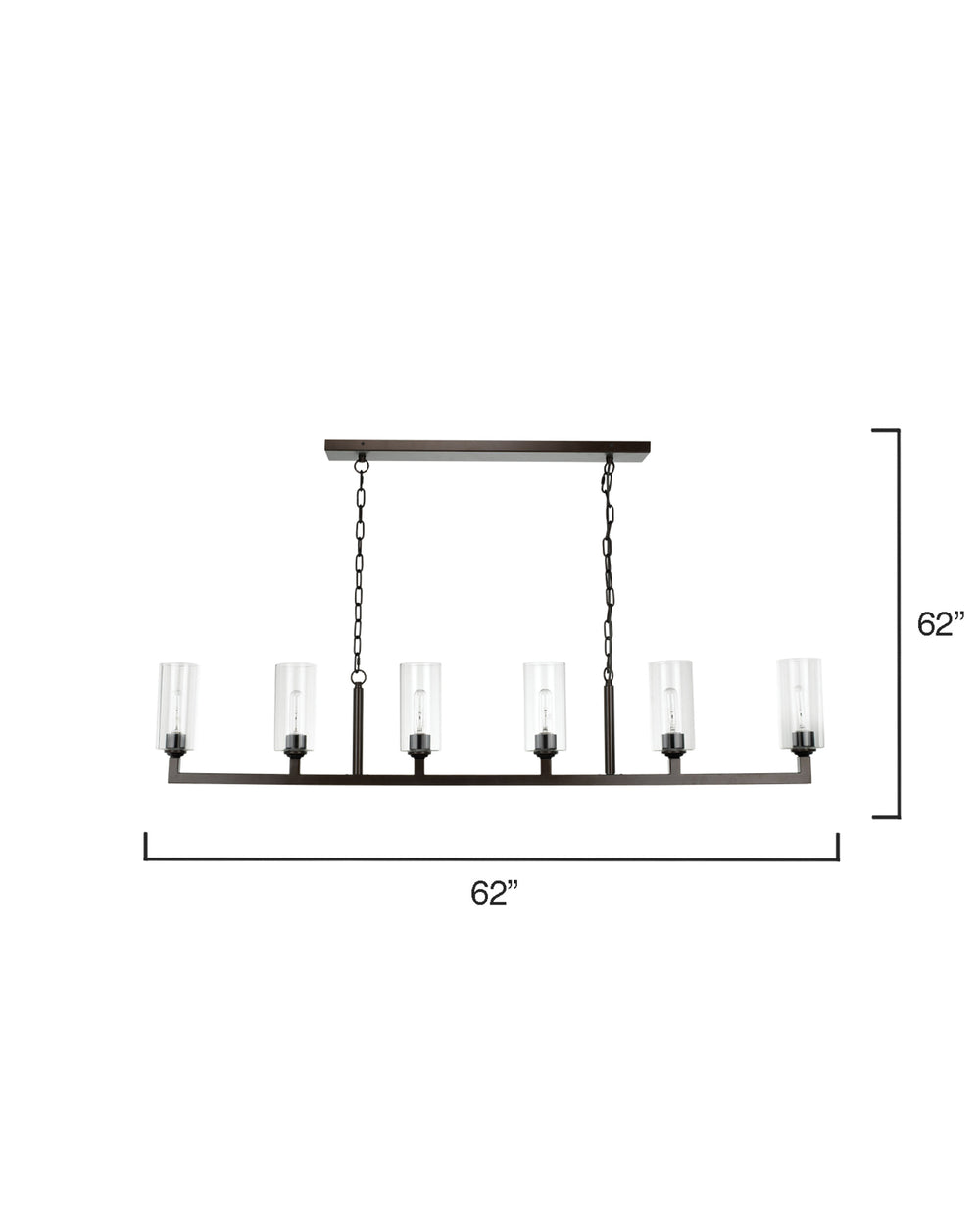 Linear 6-Light Steel Chandelier, Bronze