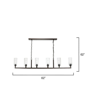Linear 6-Light Steel Chandelier, Bronze