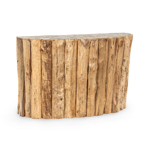 Norwest Solid Wood Console Table with Petrified Stone Top