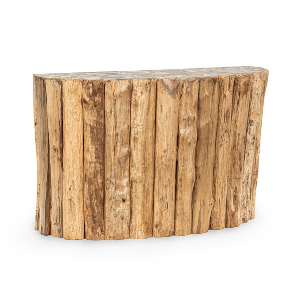 Norwest Solid Wood Console Table with Petrified Stone Top