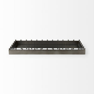 Elio 29.9L x 13.0W x 2.6H Gun Metal Gray Metal W/Studs and Mirrored Bottom Rectangle Tray