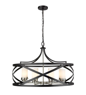 Malcalester 8 Light Pendant in Matte Black + Brushed Nickel Finish