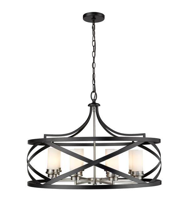 Malcalester 8 Light Pendant in Matte Black + Brushed Nickel Finish