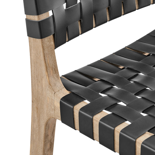 Marco Faux Leather Counter Stool Drift Wood Frame, Black 