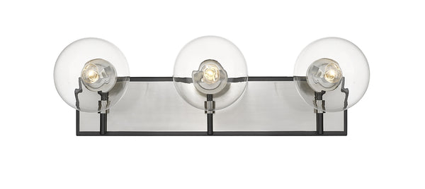 Parsons 3 Light Vanity in Matte Black + Brushed Nickel Finish