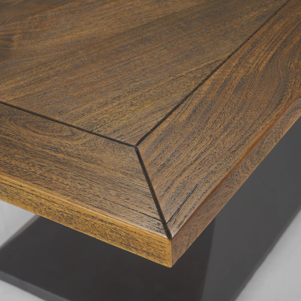 Maxton II 79x39 Rectangular Brown Solid Wood Top Dark Gunmetal Base Dining Table