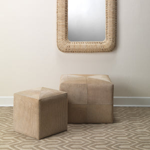 Pinstripe Hide Ottoman, Small
