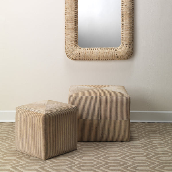 Pinstripe Hide Ottoman, Small
