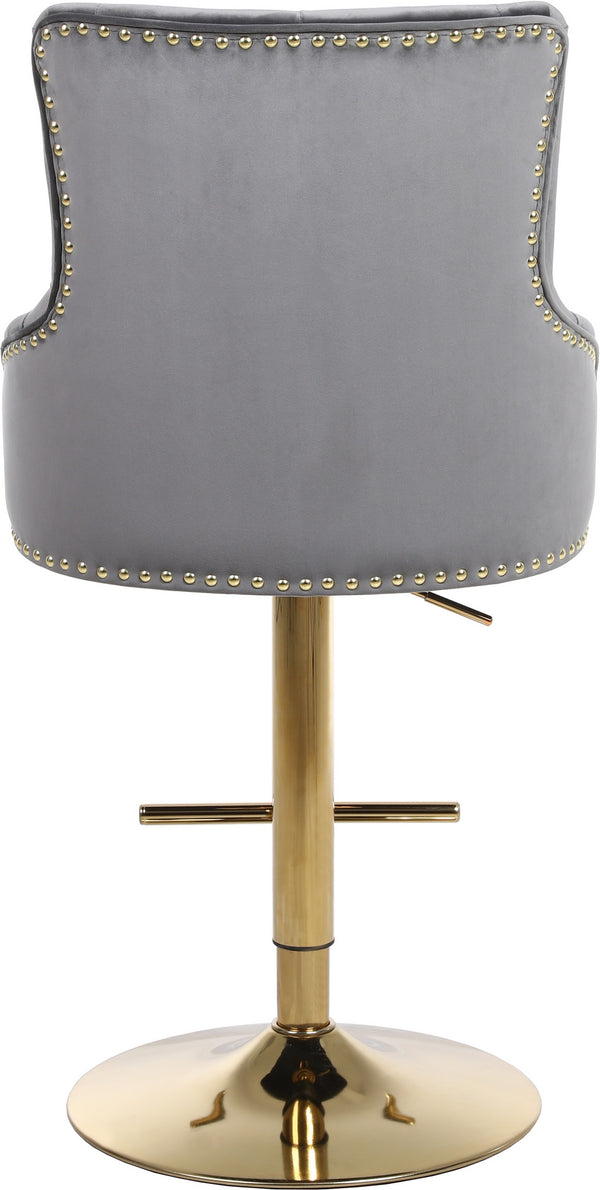 Stella Adjustable Stool In Grey Velvet and Gold