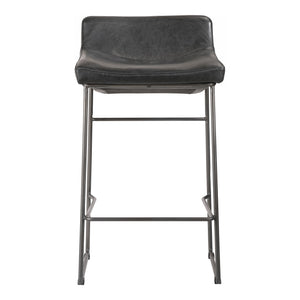Moe's Starlet Counter Stool Set in Onyx Black Leather