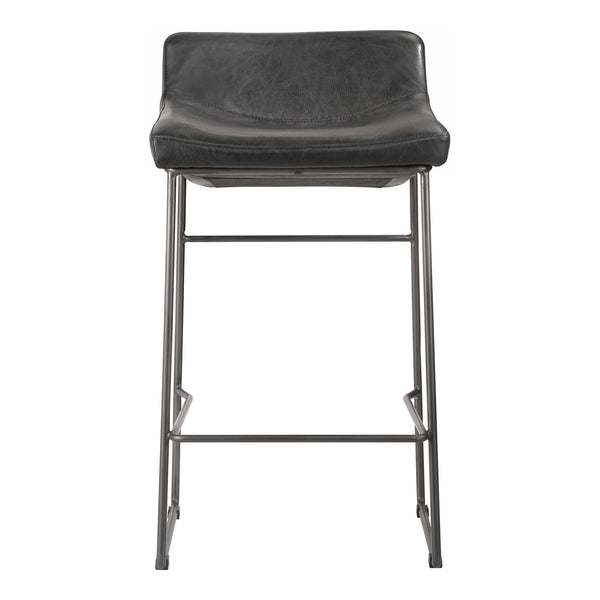Moe's Starlet Counter Stool Set in Onyx Black Leather