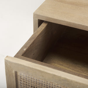 Grier Light Brown Wood w/ Cane Accent Table