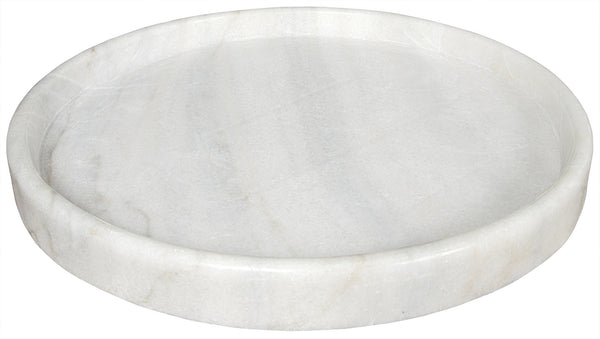 20" Bianco Crown Marble Round Tray