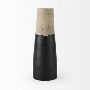 Garand Large 18.8H Two-Toned Black/Natural Ceramic Jug