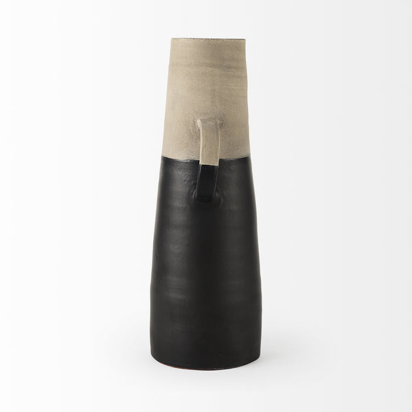 Garand Large 18.8H Two-Toned Black/Natural Ceramic Jug