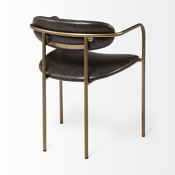 Parker Brown Faux Leather Seat Gold Metal Dining Chair