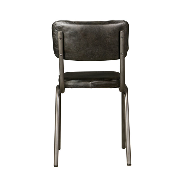Bill 17" Ebony Leather and Iron Dining Chair