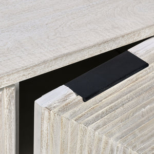 Flint Solid Wood 4Dr Cabinet on Black Iron Base