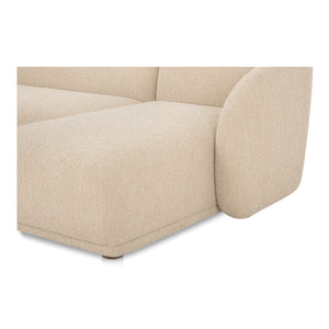 Faye Right Sectional Beige Boucle with Curved Back