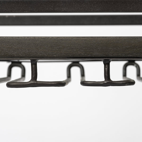 Chriselle Black Metal And Glass Two Tier Bar Cart