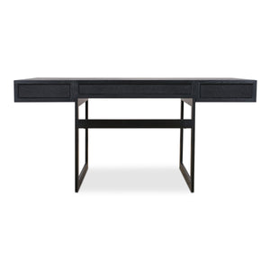 Mako Three-Drawer Desk in Black Vegan Leather
