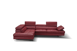 Eliza Italian Leather Sectional Red In Left hand Facing