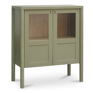 Moe's Hannah Cabinet in Green with Glass Inserts