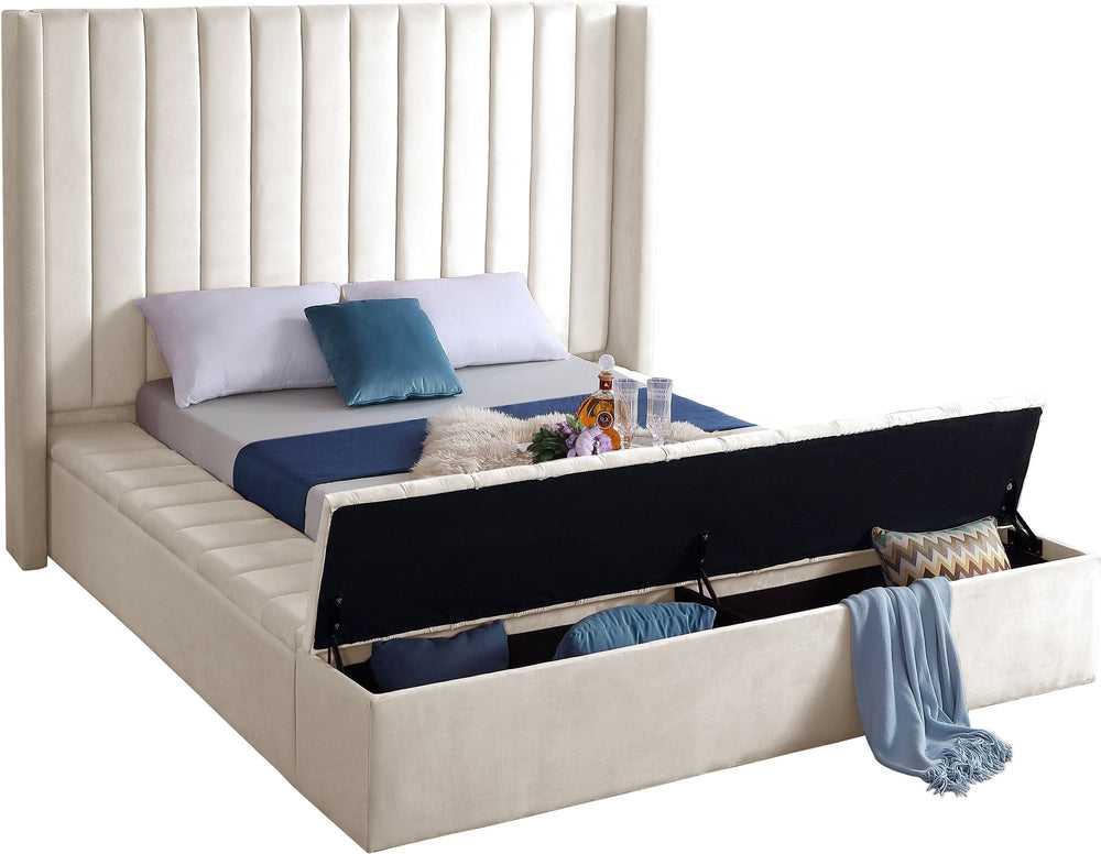 Joanne King Bed In Cream Velvet