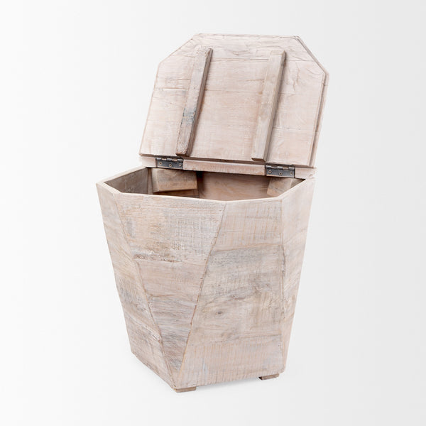 Esagono Octagonal Reclaimed Wood End/Side Table w/ Storage