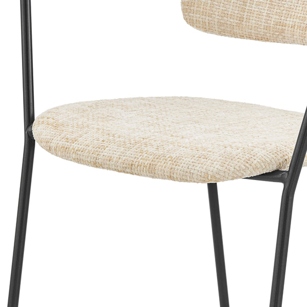 Alivia KD Chenille Dining Side Arm Chair, Allure Cream