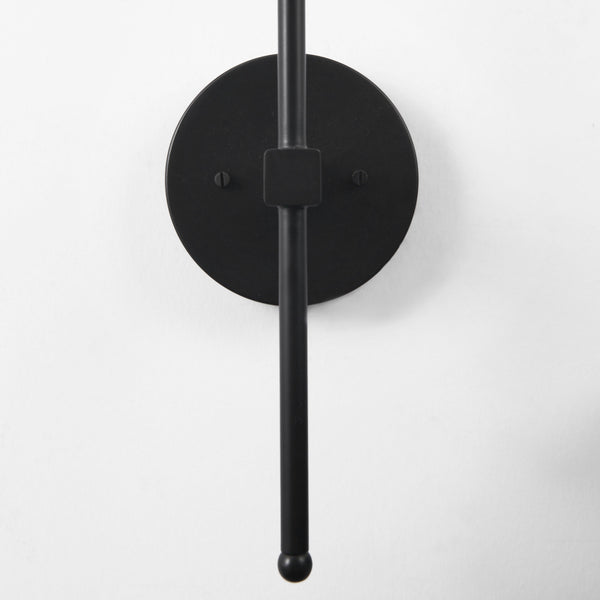 Clyde 6.0L x 8.0W x 37.0H Matte Black W/Glass Round Wall Sconce
